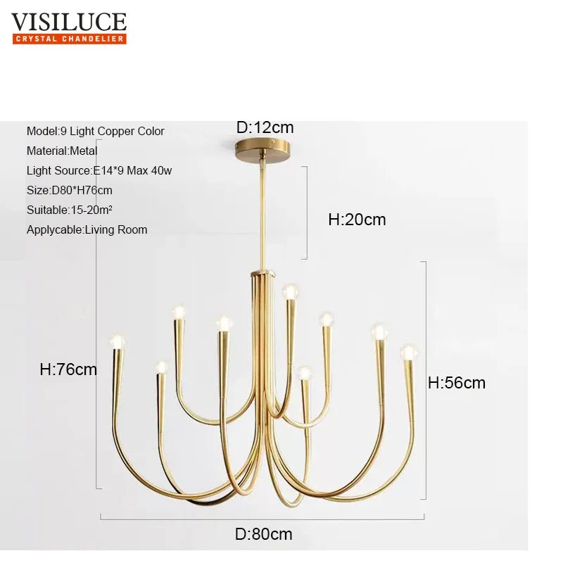 Nordic Copper Gold/Black Chandelier Pendant Light - Hans Lumiere