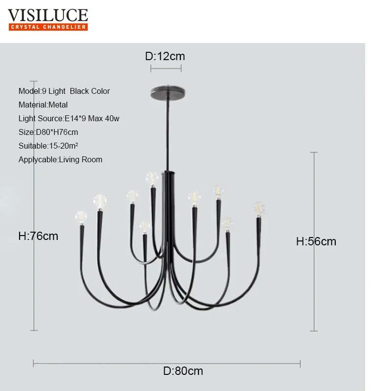Nordic Copper Gold/Black Chandelier Pendant Light - Hans Lumiere
