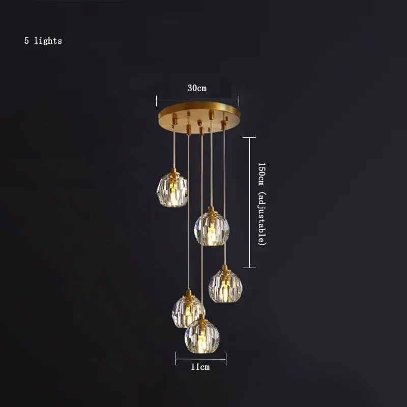 Nordic Design Round Crystal Ball Chandelier - Hans Lumiere