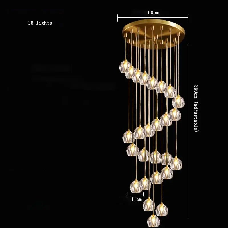 Nordic Design Round Crystal Ball Chandelier - Hans Lumiere