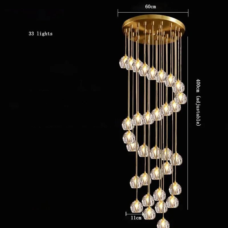 Nordic Design Round Crystal Ball Chandelier - Hans Lumiere