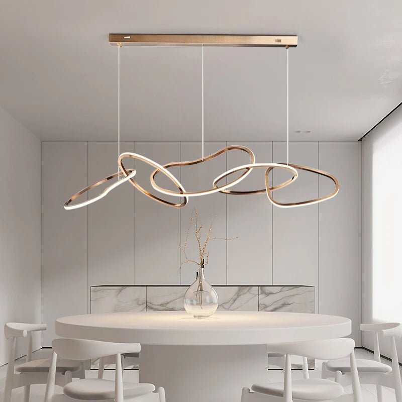 Nordic Gold LED Ring Chandelier for Dining Room and Living Room - Hans Lumiere