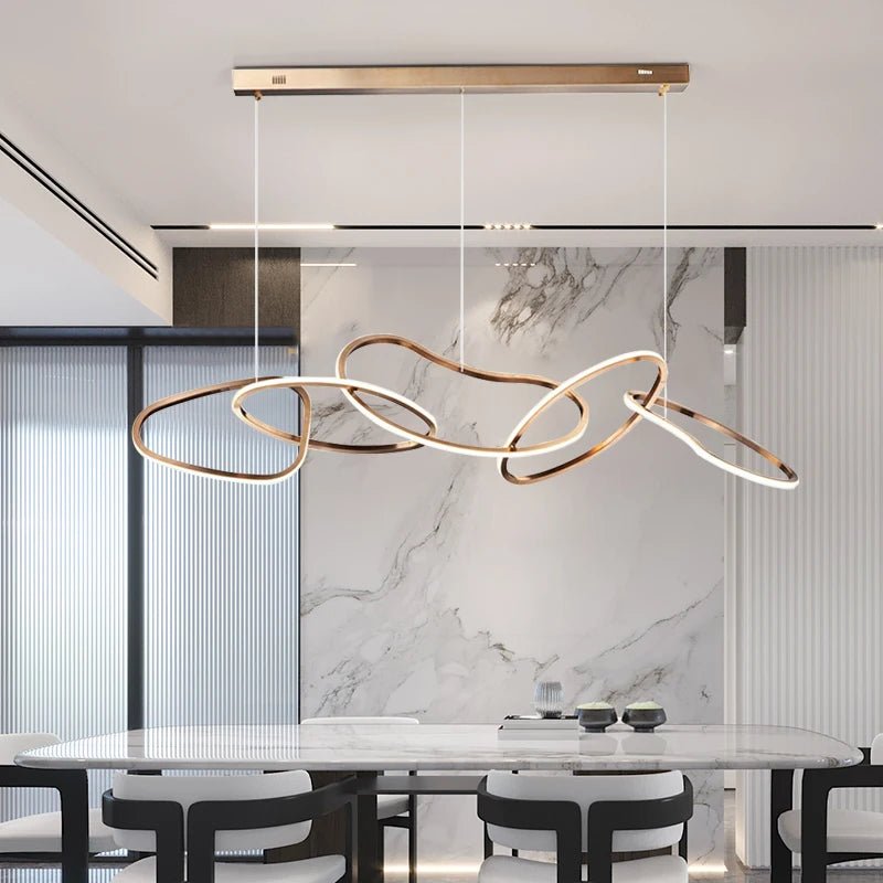 Nordic Gold LED Ring Chandelier for Dining Room and Living Room - Hans Lumiere