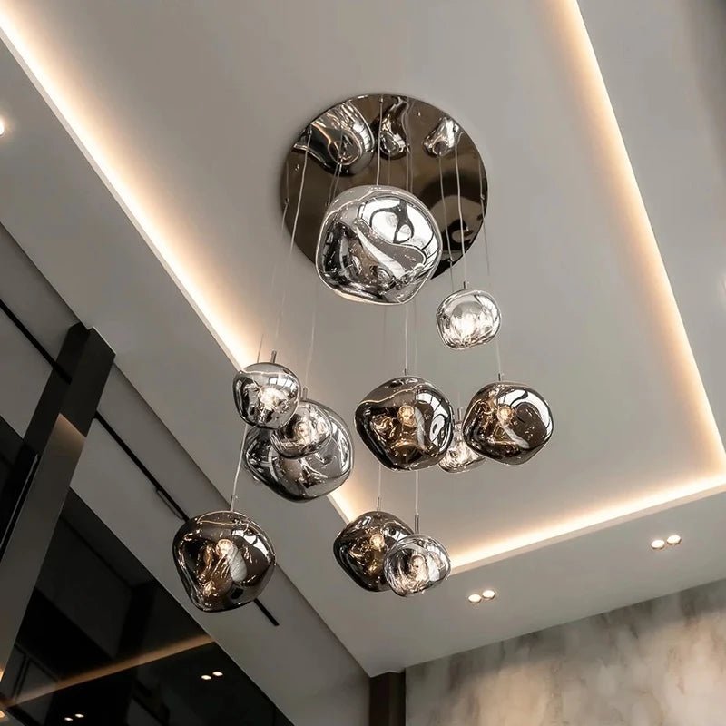Nordic Lava Glass Multi-Color LED Cluster Pendant – Statement Chandelier - Hans Lumiere