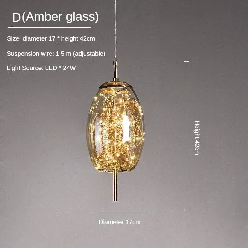 Nordic Luxury Long Line Net Red Bedside Chandelier - Hans Lumiere