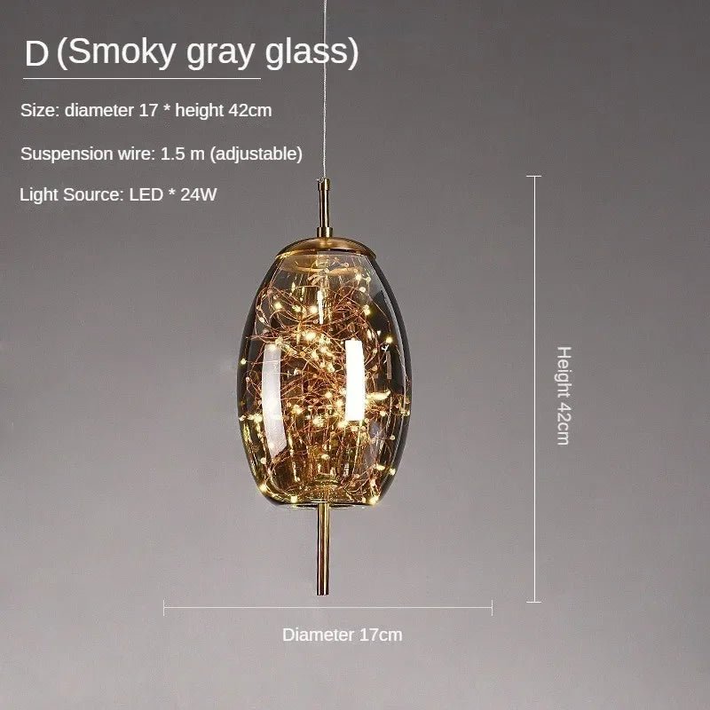 Nordic Luxury Long Line Net Red Bedside Chandelier - Hans Lumiere