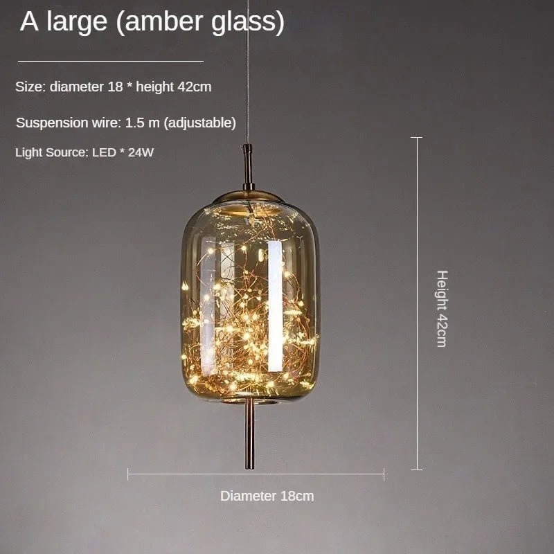 Nordic Luxury Long Line Net Red Bedside Chandelier - Hans Lumiere