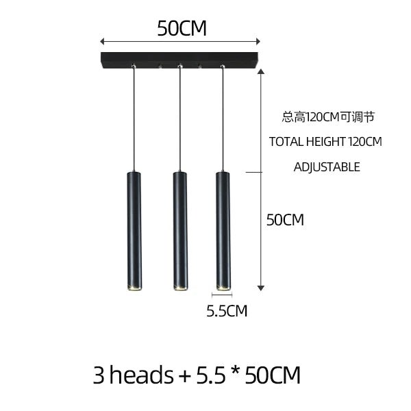 Nordic Modern Cylindrical LED Pendant Light - Black Aluminum Tube Hanging Lamp - Hans Lumiere