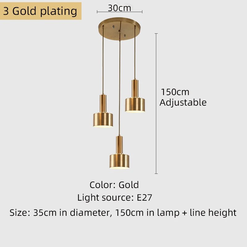 Nordic Modern Gold Chandelier Pendant Light - Hans Lumiere