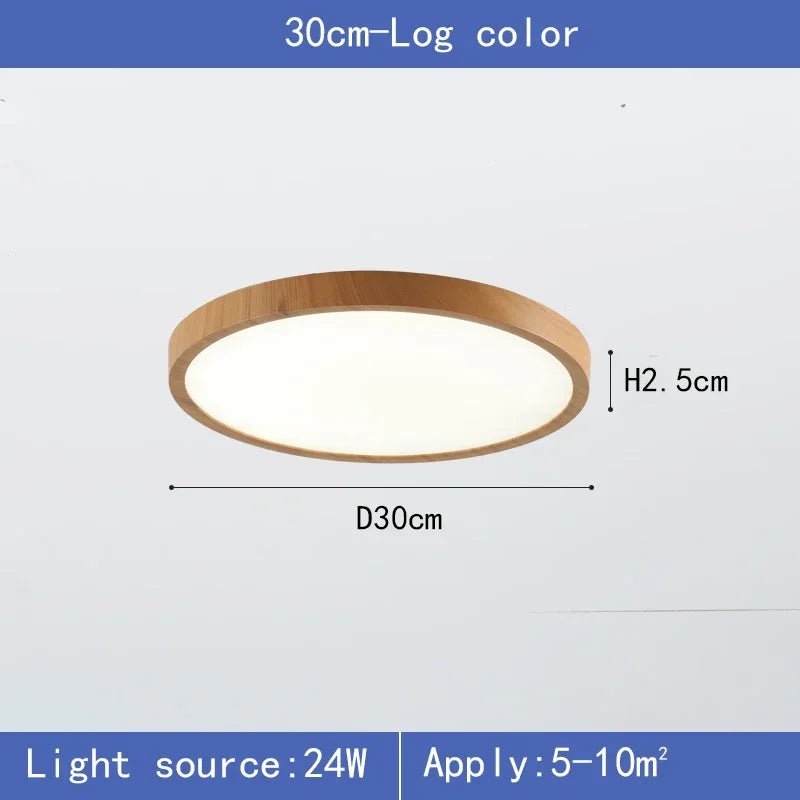 Nordic Ultra - thin Wooden Ceiling Lamp - Hans Lumiere