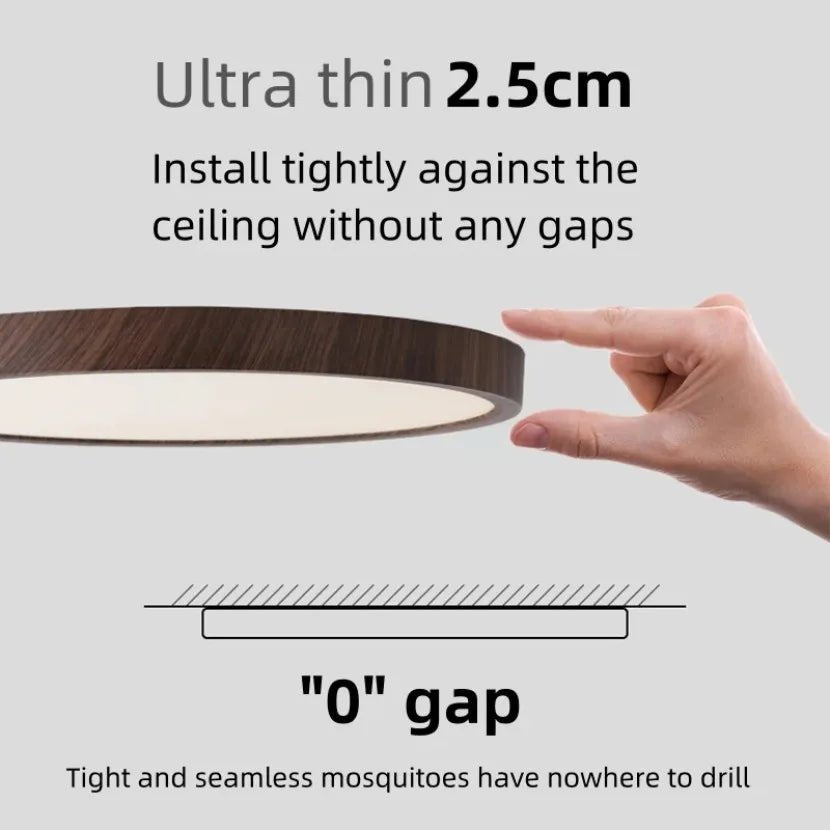 Nordic Ultra - thin Wooden Ceiling Lamp - Hans Lumiere