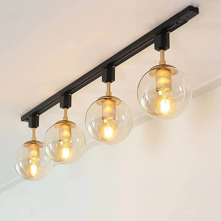 Nordic Vintage Glass Globe LED Track Rail Spotlight - Hans Lumiere