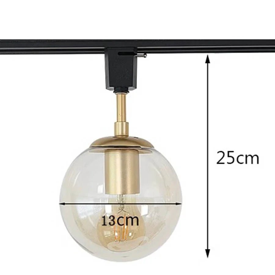 Nordic Vintage Glass Globe LED Track Rail Spotlight - Hans Lumiere