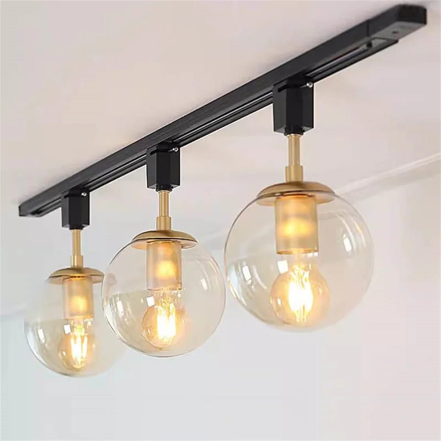Nordic Vintage Glass Globe LED Track Rail Spotlight - Hans Lumiere
