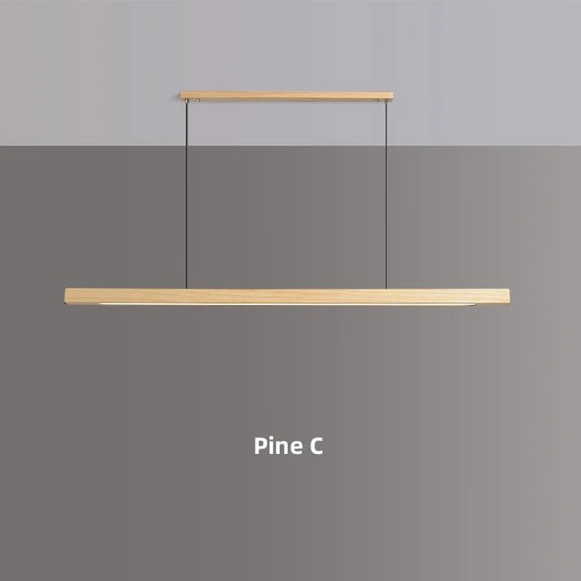 Nordic Wood Pendant Light – Long Strip LED Hanging Lamp - Hans Lumiere