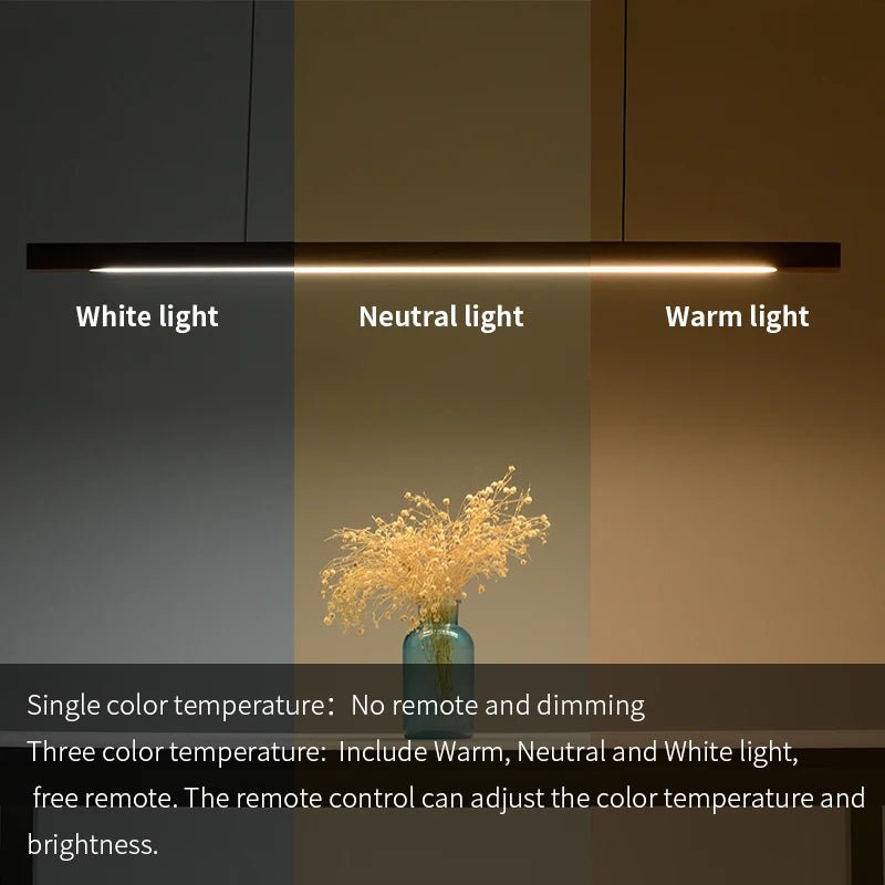 Nordic Wood Pendant Light – Long Strip LED Hanging Lamp - Hans Lumiere