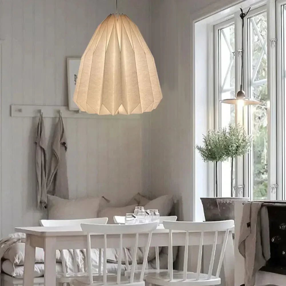 Origami Paper Lantern Pendant Light – Nordic Foldable Shade - Hans Lumiere