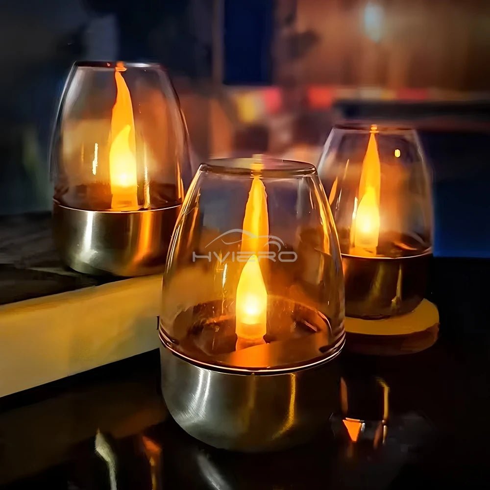 Outdoor Courtyard Decorative Solar Stainless Steel LED Candle - Hans Lumiere