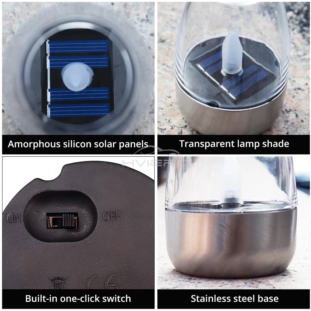 Outdoor Courtyard Decorative Solar Stainless Steel LED Candle - Hans Lumiere