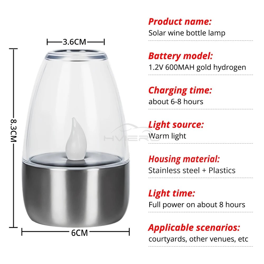 Outdoor Courtyard Decorative Solar Stainless Steel LED Candle - Hans Lumiere