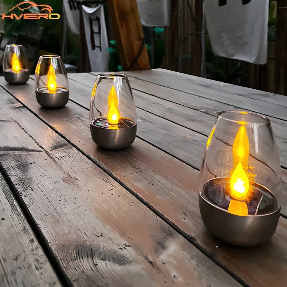 Outdoor Courtyard Decorative Solar Stainless Steel LED Candle - Hans Lumiere