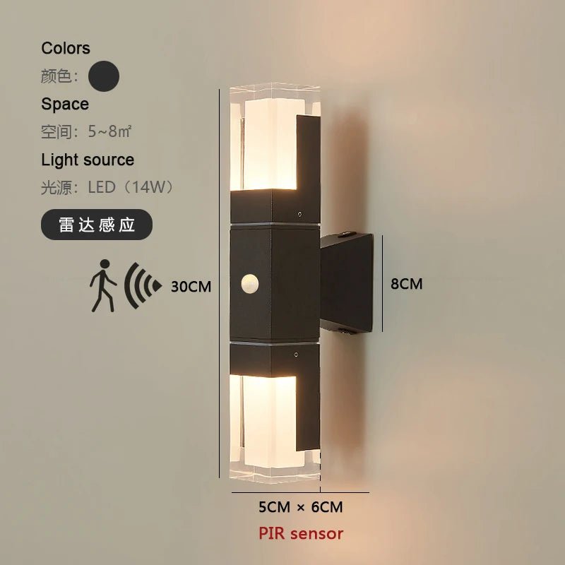 Outdoor Waterproof LED Wall Light With Pir Sensor - Hans Lumiere