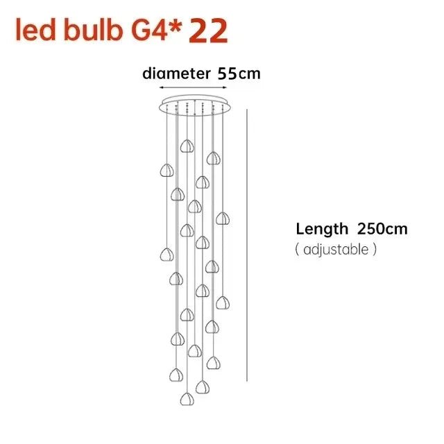 Peach Shape Multi Head Crystal LED Ceiling Chandeliers - Hans Lumiere