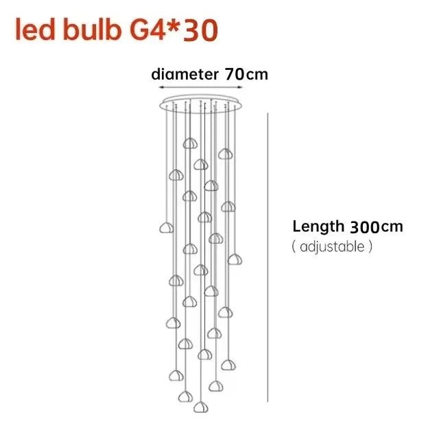 Peach Shape Multi Head Crystal LED Ceiling Chandeliers - Hans Lumiere