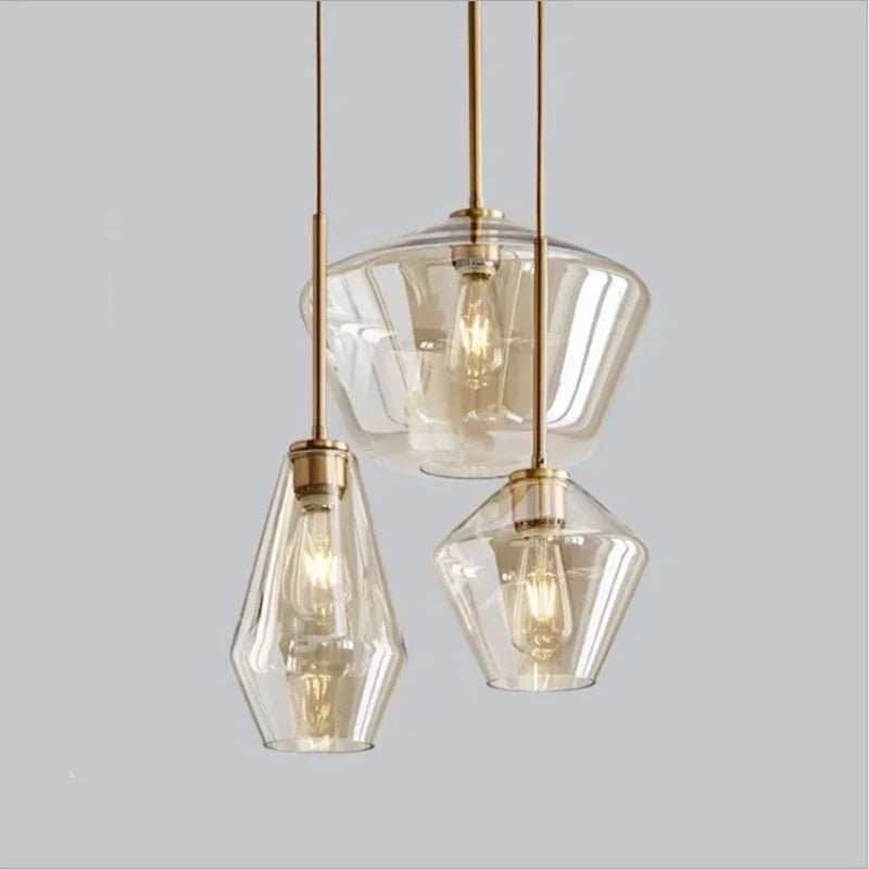 Premium Transparent Amber Glass Chandelier - Hans Lumiere