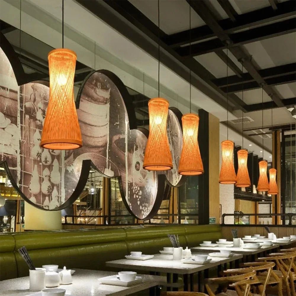 Rattan Woven Japanese Bamboo Hanging Light - Hans Lumiere