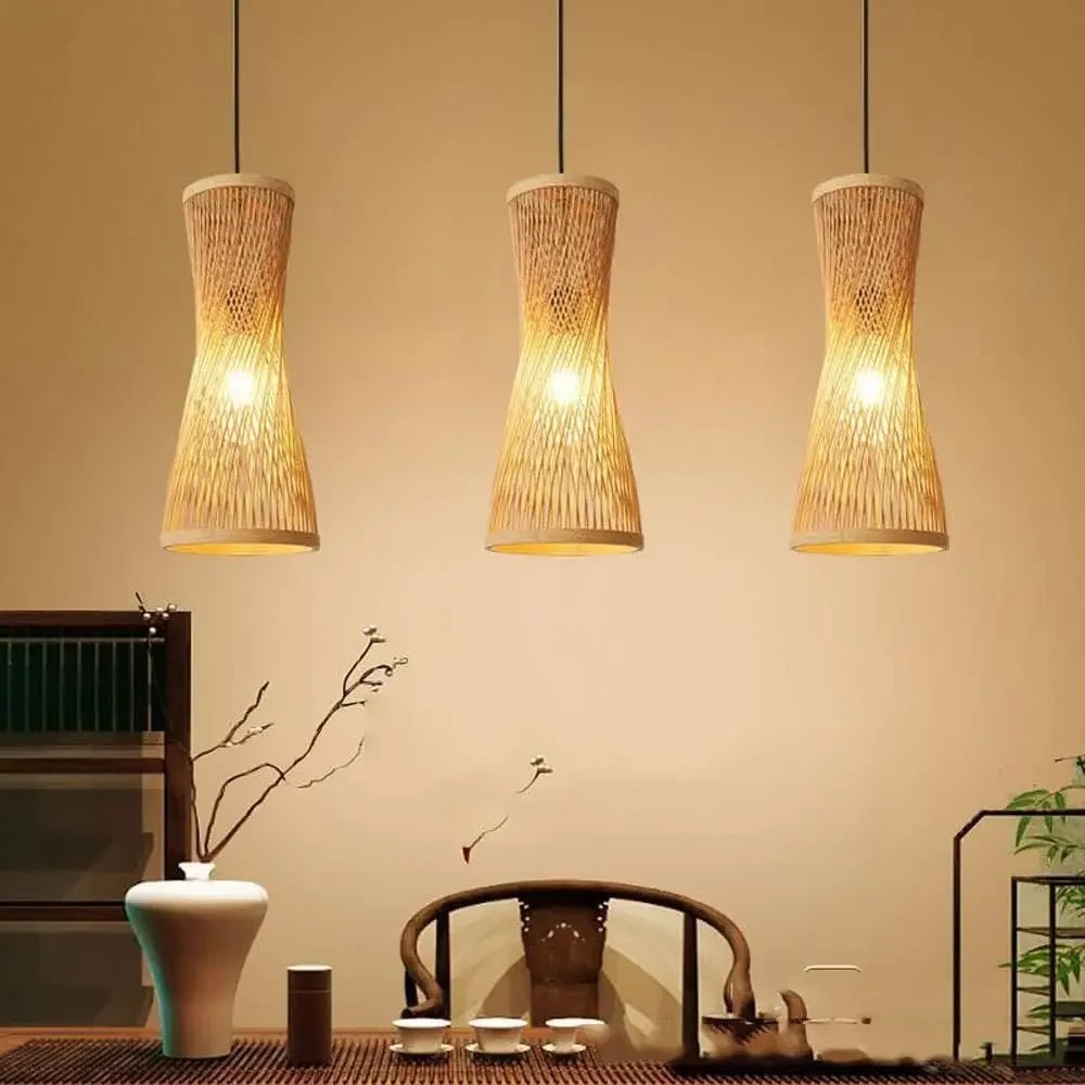 Rattan Woven Japanese Bamboo Hanging Light - Hans Lumiere