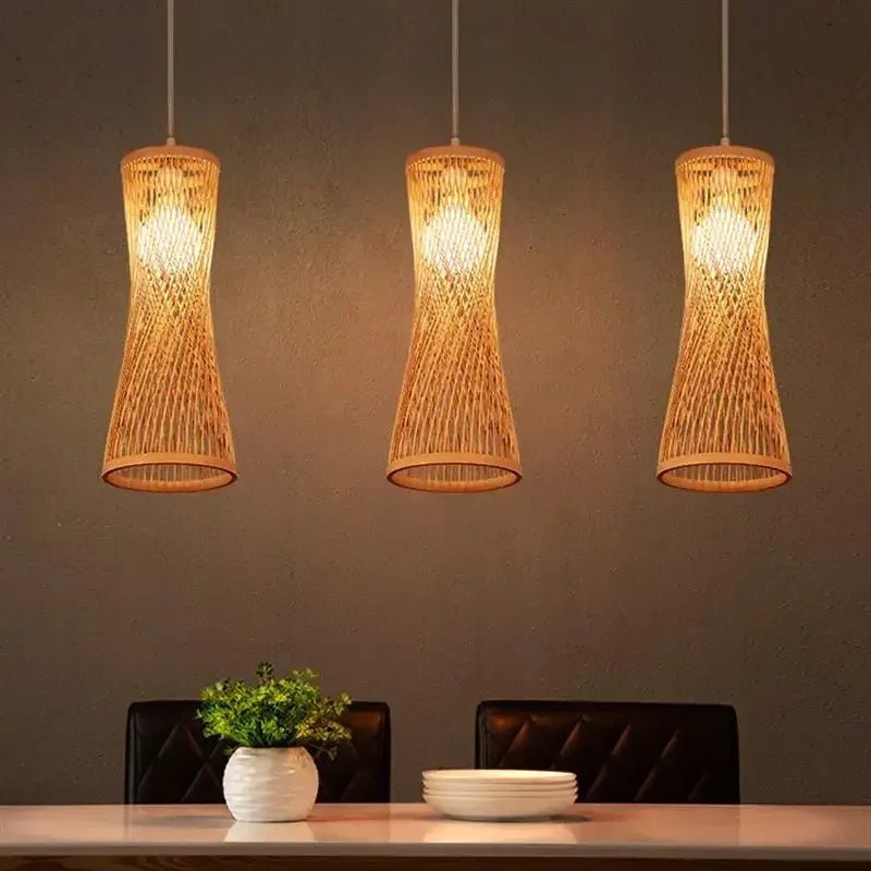 Rattan Woven Japanese Bamboo Hanging Light - Hans Lumiere