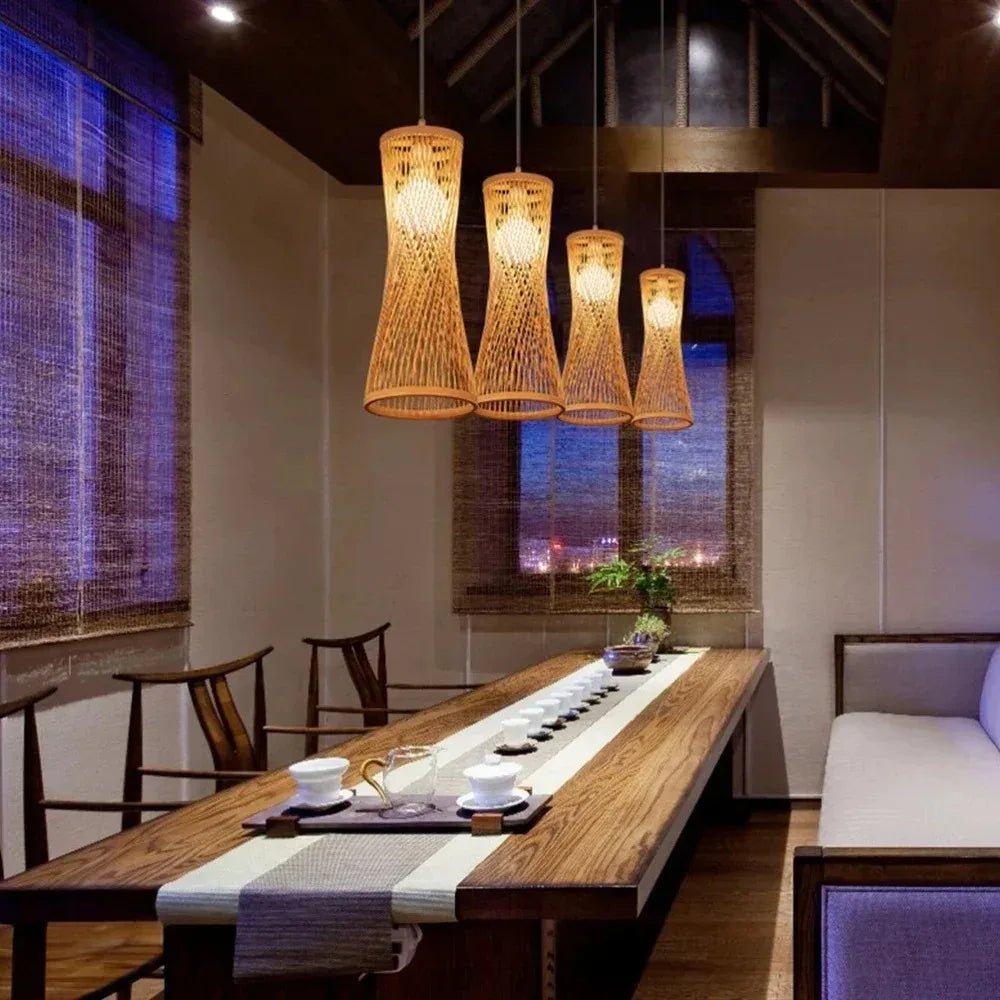 Rattan Woven Japanese Bamboo Hanging Light - Hans Lumiere