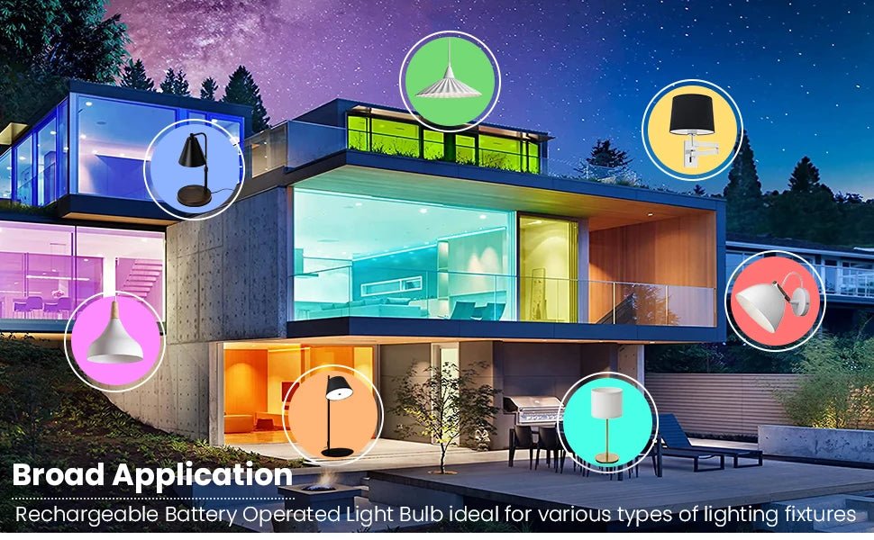 Rechargeable LED Light Bulb E27 with Remote, 2200mAh, 3 Color Temperatures, Dimmable & Timer - Hans Lumiere