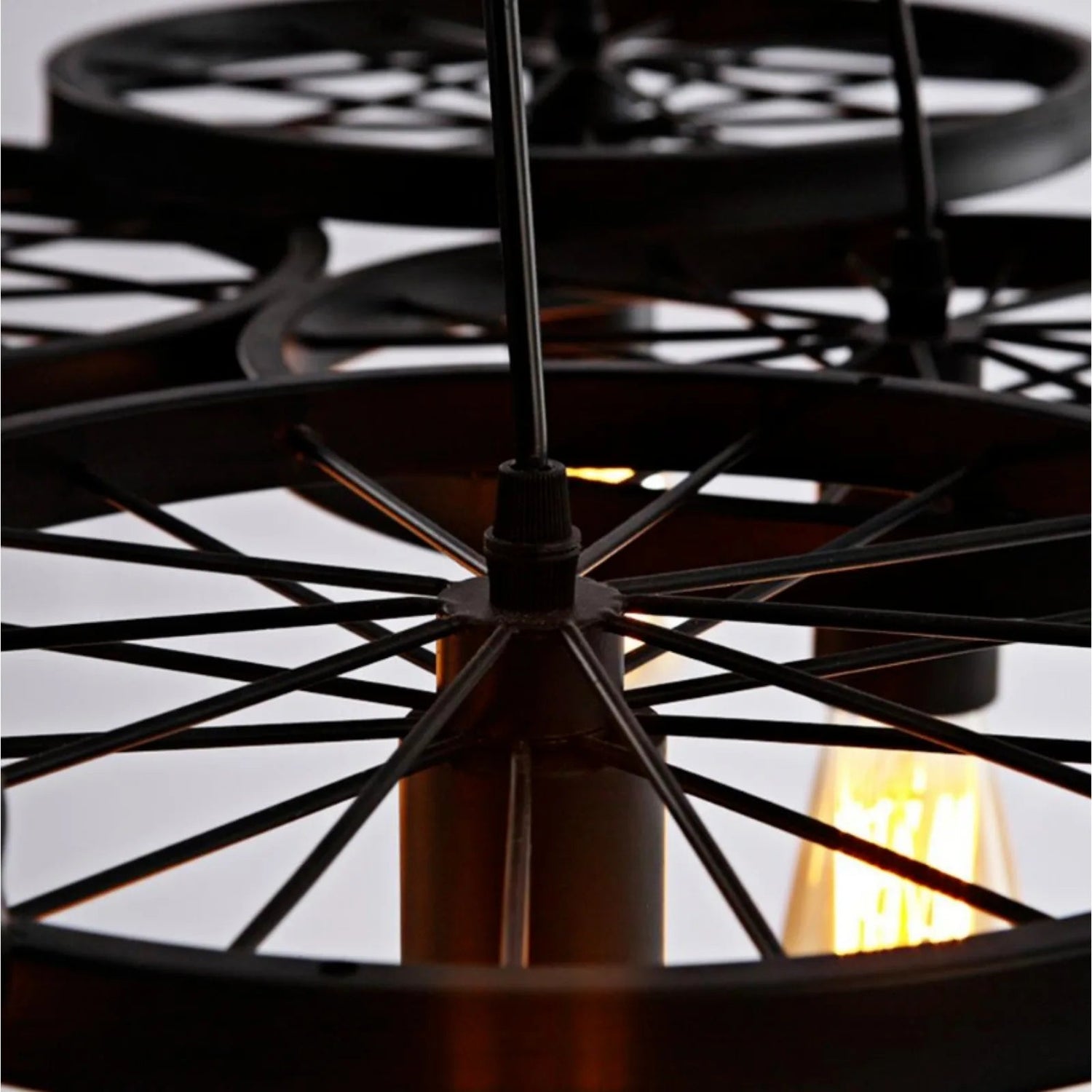 Retro 6 - Lights Metal Chandelier Wogan Wheel Pendant Lamp - Hans Lumiere
