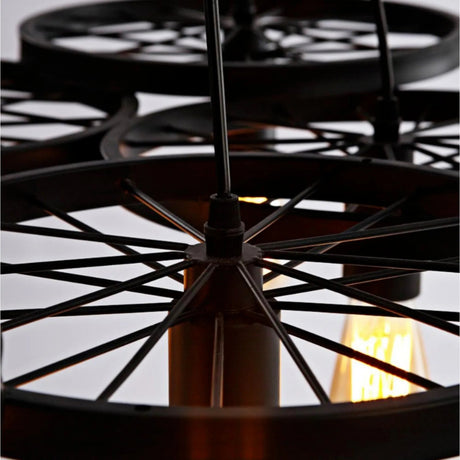 Retro 6 - Lights Metal Chandelier Wogan Wheel Pendant Lamp - Hans Lumiere