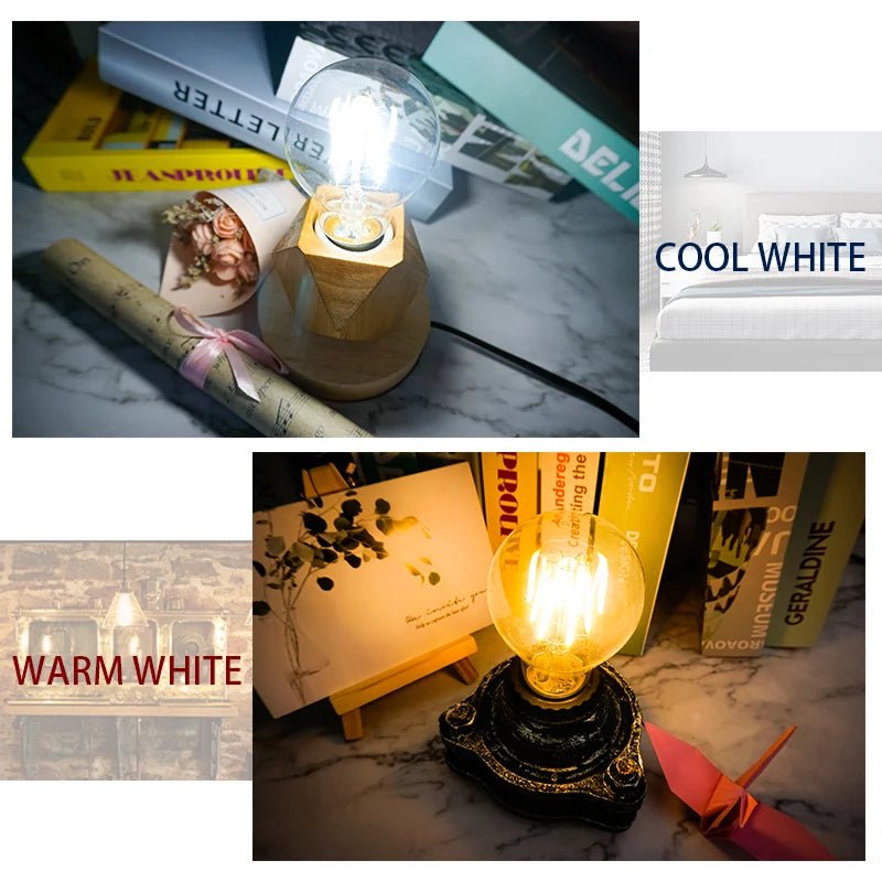 Retro Edison LED Filament Bulbs E14 E27 2W to 8W, C35 G45 A60 ST64 G80 G95 G125 - Hans Lumiere