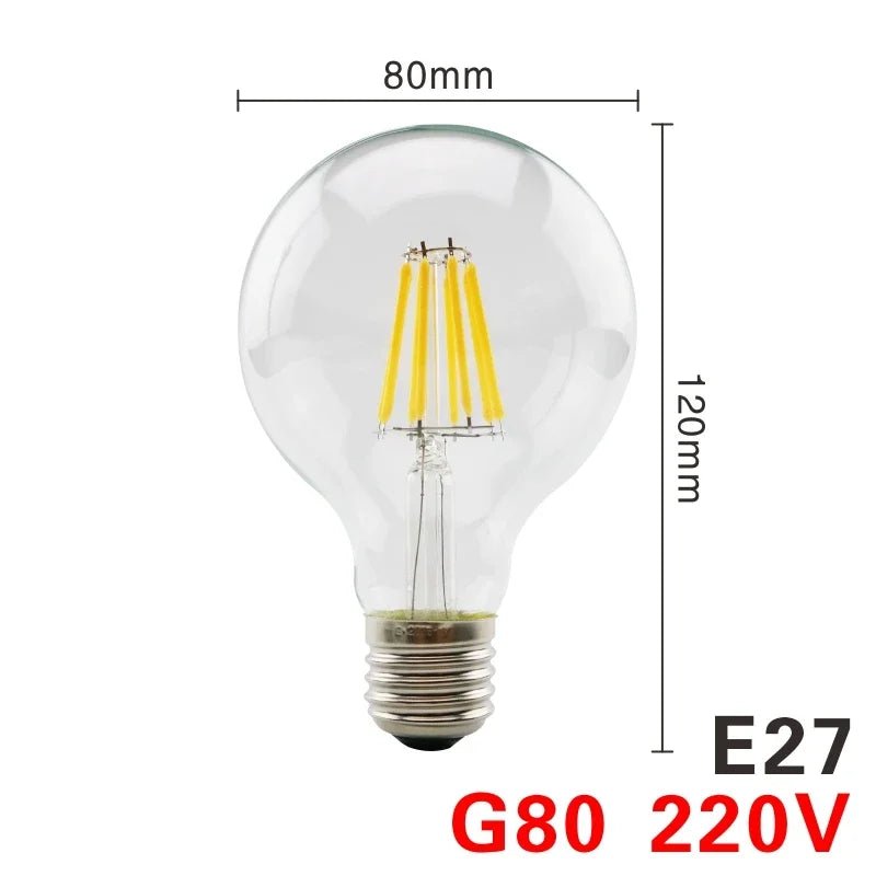Retro Edison LED Filament Bulbs E14 E27 2W to 8W, C35 G45 A60 ST64 G80 G95 G125 - Hans Lumiere