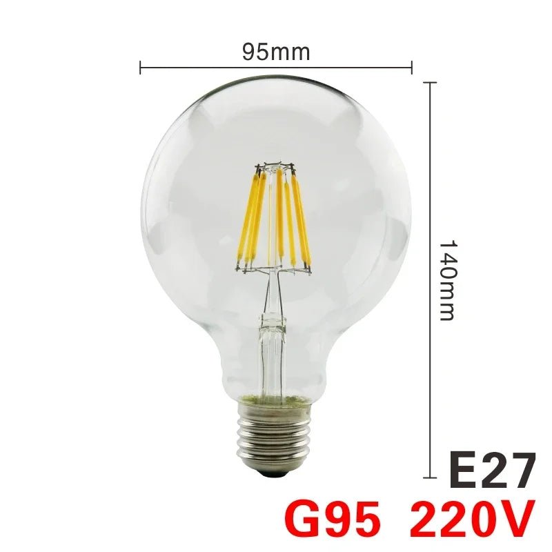 Retro Edison LED Filament Bulbs E14 E27 2W to 8W, C35 G45 A60 ST64 G80 G95 G125 - Hans Lumiere