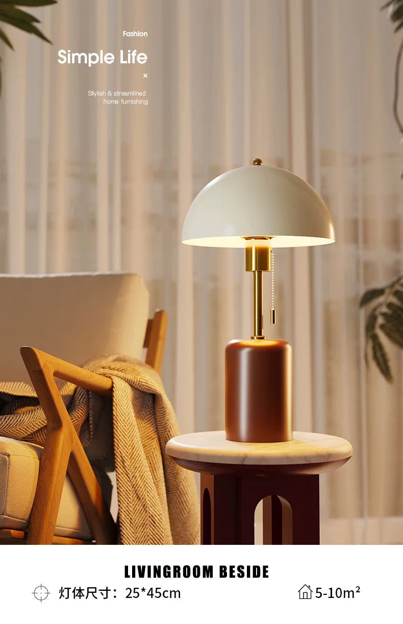 Retro Southeast Asian Solid Wood Table Lamp — Bedside Light - Hans Lumiere