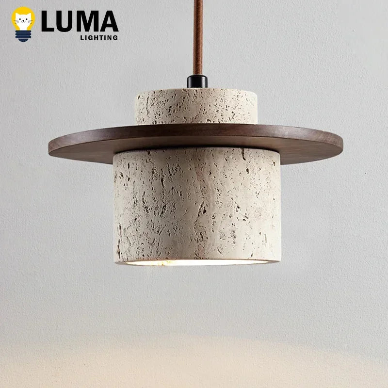 Retro Style Cream Stone LED Pendant Lamp - Hans Lumiere