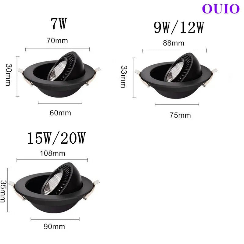 Rotatable Angle Dimmable Adjustable Recessed LED Downlights - Hans Lumiere