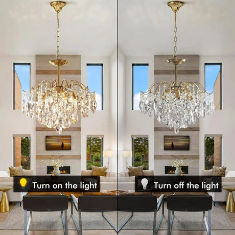 Round Gold Branch Raindrop Pendant Light - Hans Lumiere