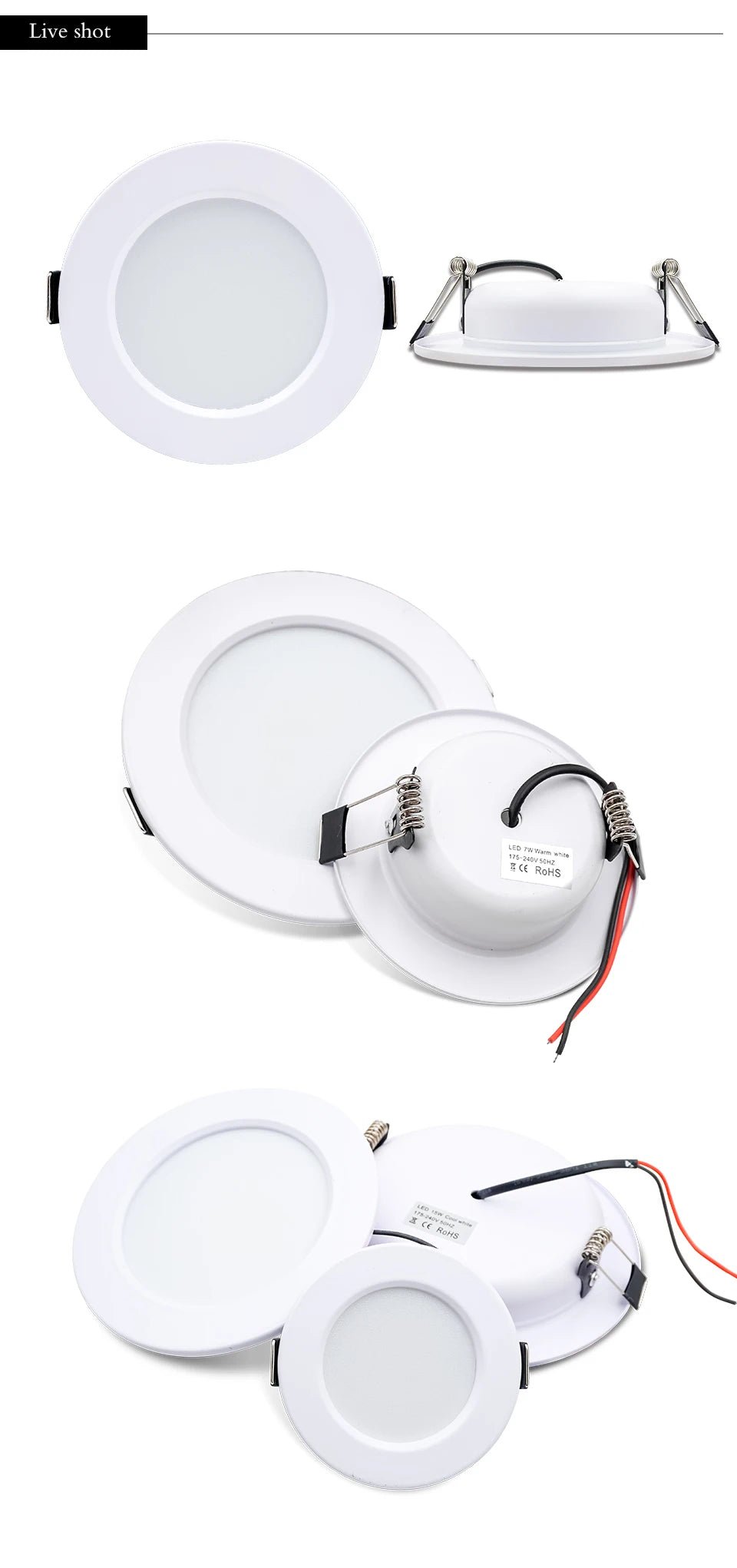 Round Recessed LED Downlight 5W to 18W, Warm or Cool White, 12V 24V 110V 220V, 1-10 Pack - Hans Lumiere