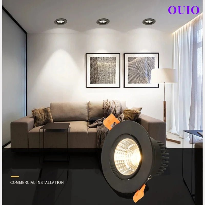 Round Recessed LED Downlight – Anti-Glare Dimmable COB Ceiling Light - Hans Lumiere