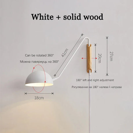 Scandinavian Minimalist Bedside Wall Lamp With Rotating Swing Arm - Hans Lumiere