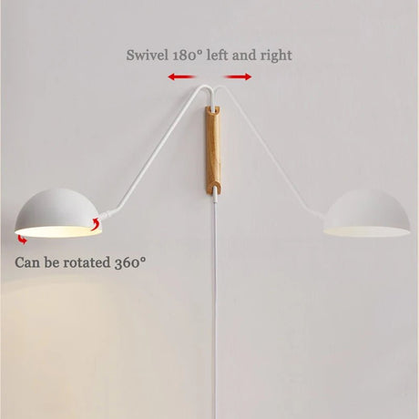 Scandinavian Minimalist Bedside Wall Lamp With Rotating Swing Arm - Hans Lumiere