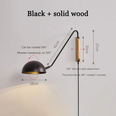 Scandinavian Minimalist Bedside Wall Lamp With Rotating Swing Arm - Hans Lumiere