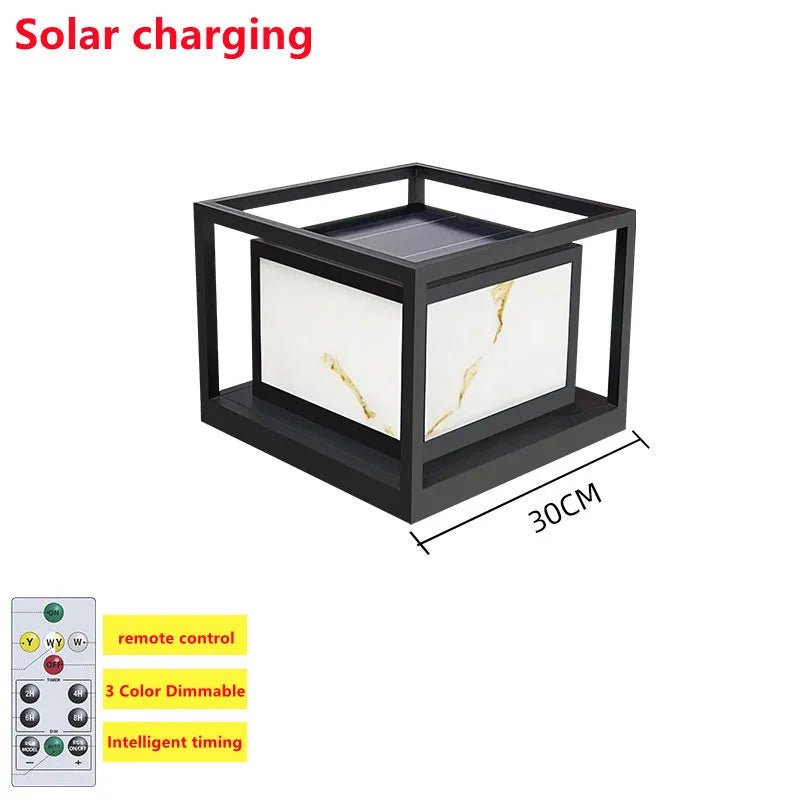 Simple Outdoor Laminated Marble Solar Lawn Lamp - Hans Lumiere