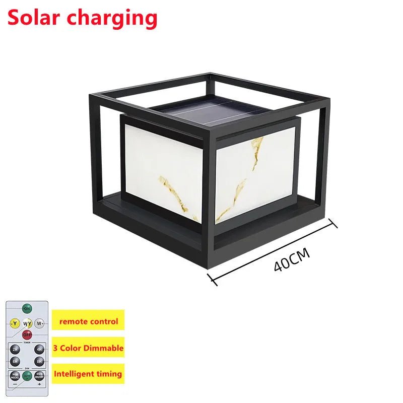 Simple Outdoor Laminated Marble Solar Lawn Lamp - Hans Lumiere